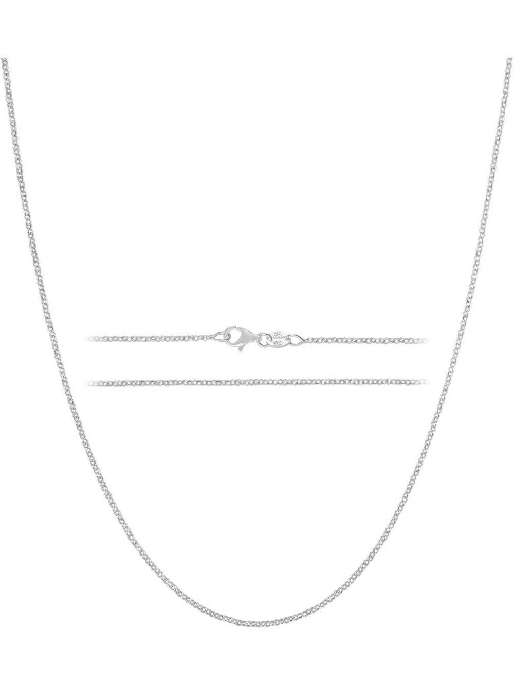 925 Sterling Silver Diamond Cut Cable Chain Necklace for Women, 1.6mm Elegant